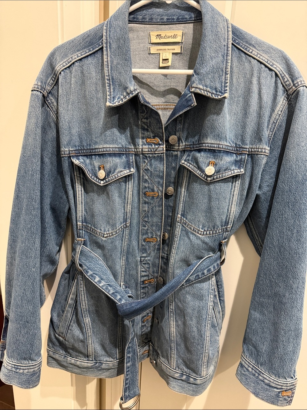 Madewell Light Blue Denim Jacket with Waist Tie